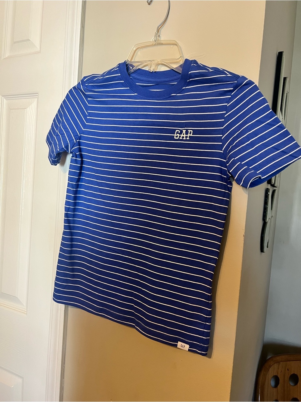 GAP Blue and White Striped Crewneck Tee